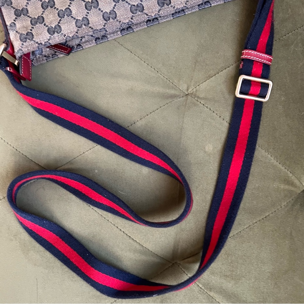 Gucci GG Crystal Crossbody Bag Beige Blue Red Strap - Picture 3 of 10